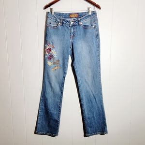 4/$20 Boom Boom Straight Leg Embroidered Floral Dragonfly Jeans Size 9